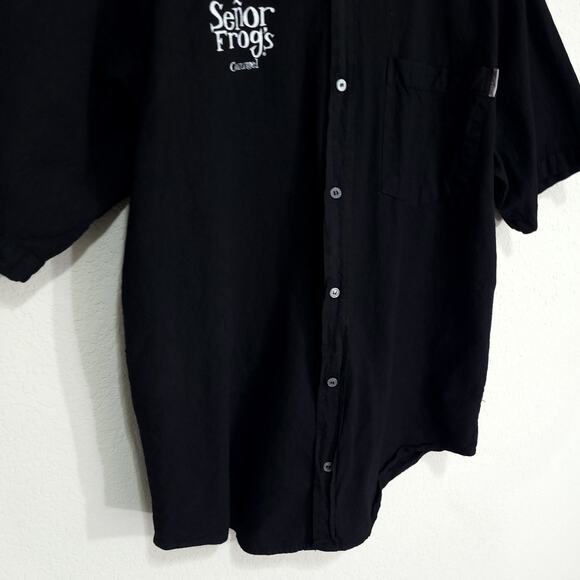 Senor Frogs Mens Shirt Size Medium Black Button Front Short Sleeves Cott… - Picture 12 of 14